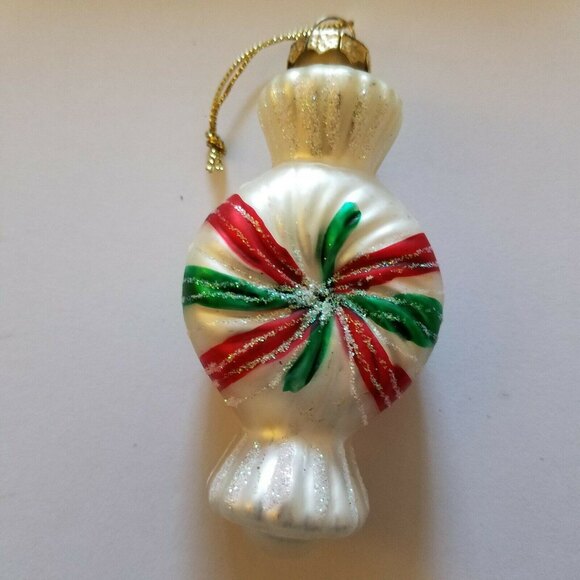 Wrapped Hard Candy Glass Ornament Red Green White - Picture 4 of 4